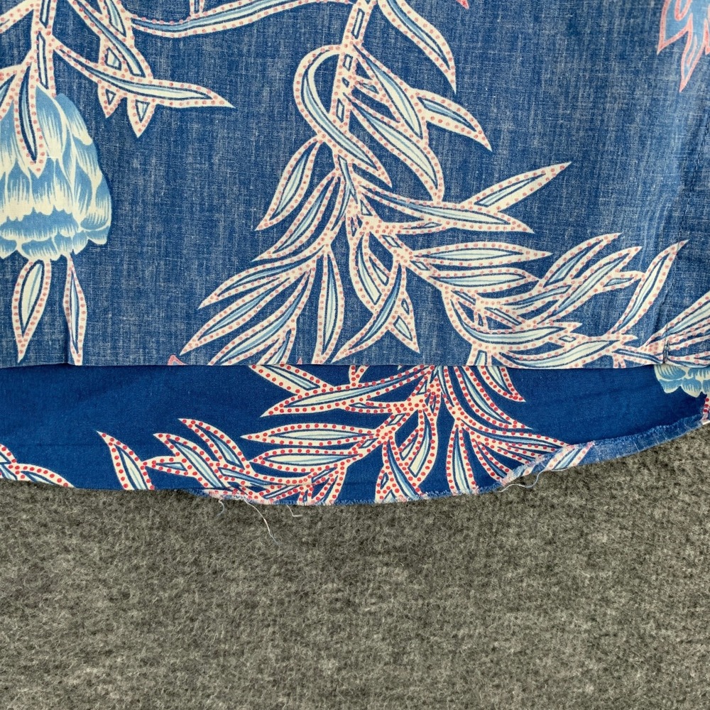Vintage Reyn Spooner Shirt Men Large Blue Floral Reverse Print Popover - Picture 9 of 10
